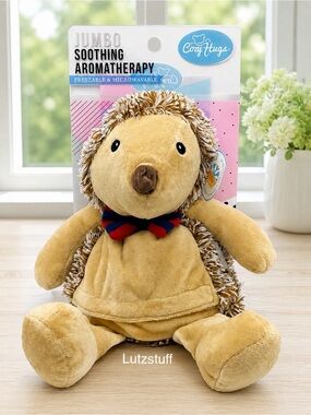New Cozy Hugs Jumbo Aromatherapy Plush Hedgehog w/Bowtie Microwavable Freezable
